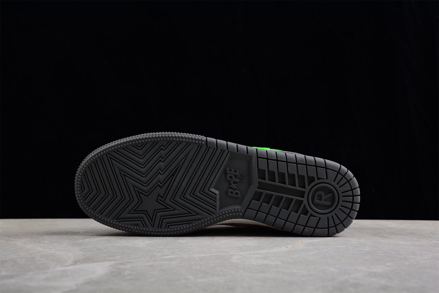 BAPE STA Low-Top Sneakers in Grey and Neon Green - Phantom Kicks