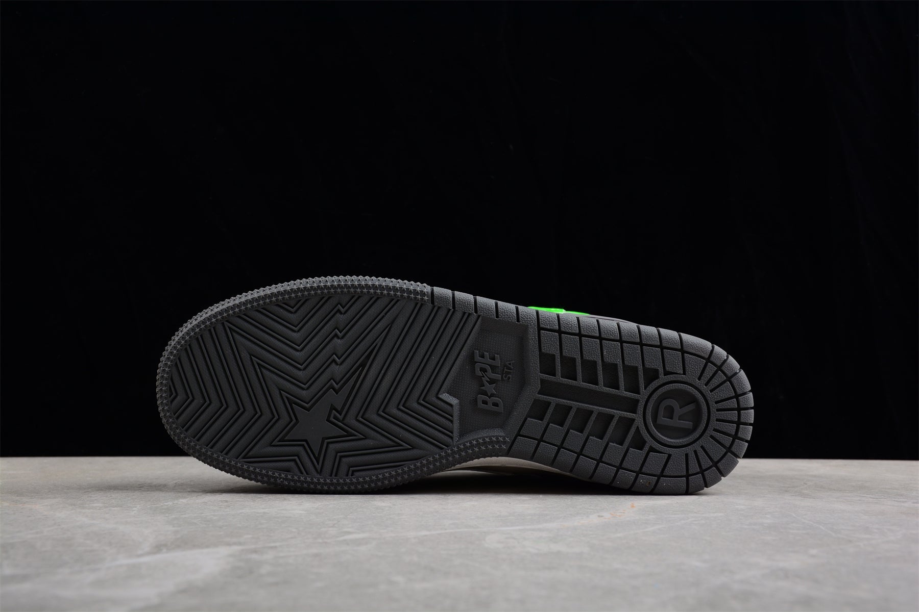 BAPE STA Low-Top Sneakers in Grey and Neon Green - Phantom Kicks
