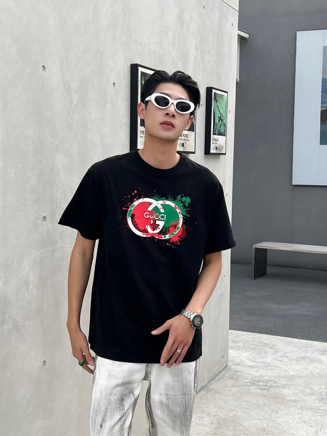 Gucci Splatter Logo T-Shirt (Black) - Phantom Kicks