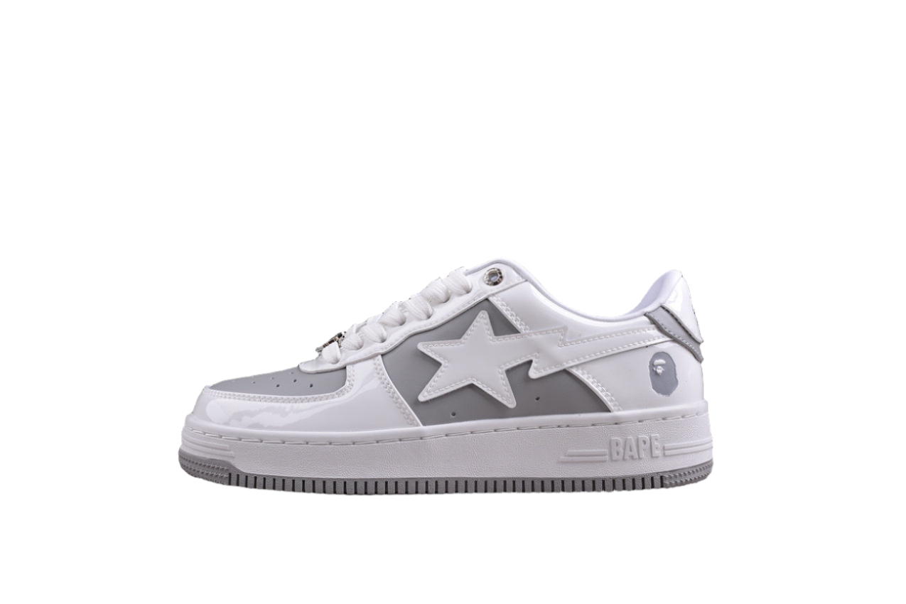 BAPE STA Low-Top Sneakers in White and Grey - Phantom Kicks