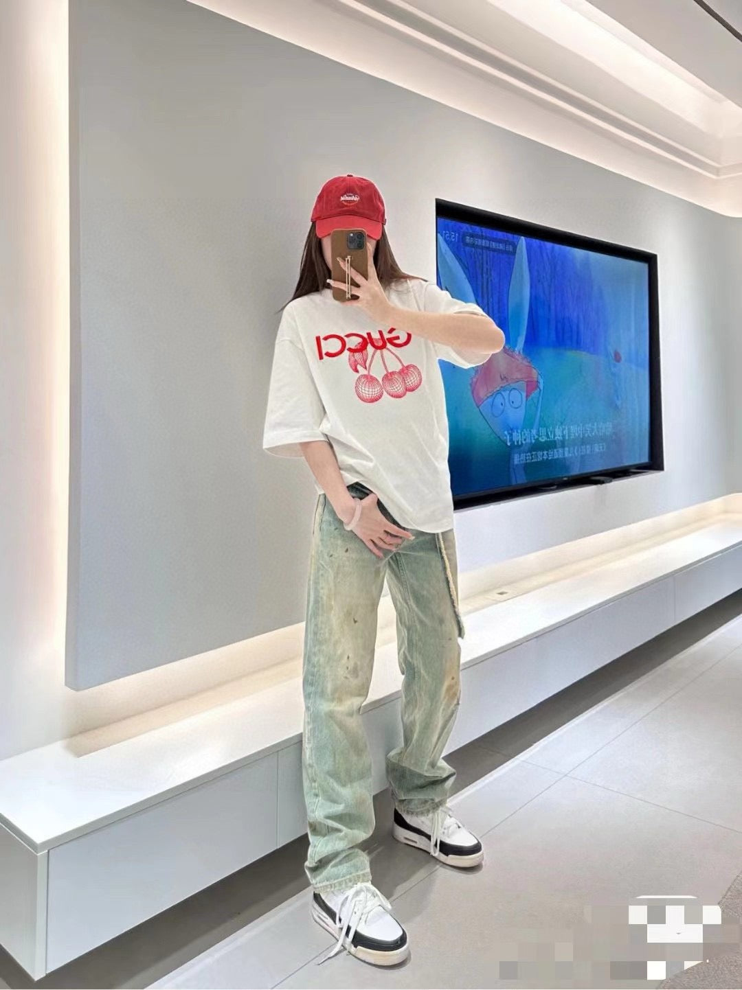 Gucci Cherry Graphic T-Shirt (White) - Phantom Kicks