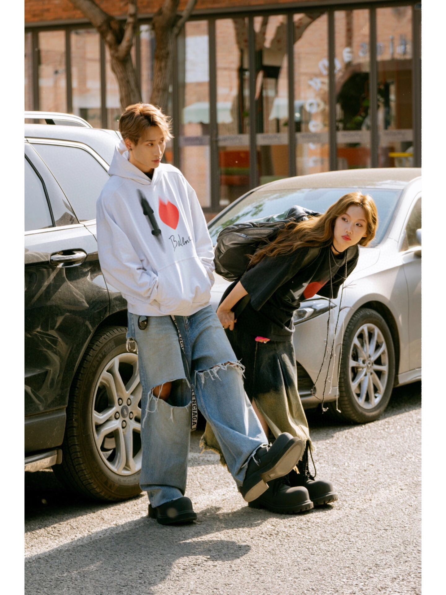 Balenciaga White Hoodie with "I Love" Graphic - Phantom Kicks