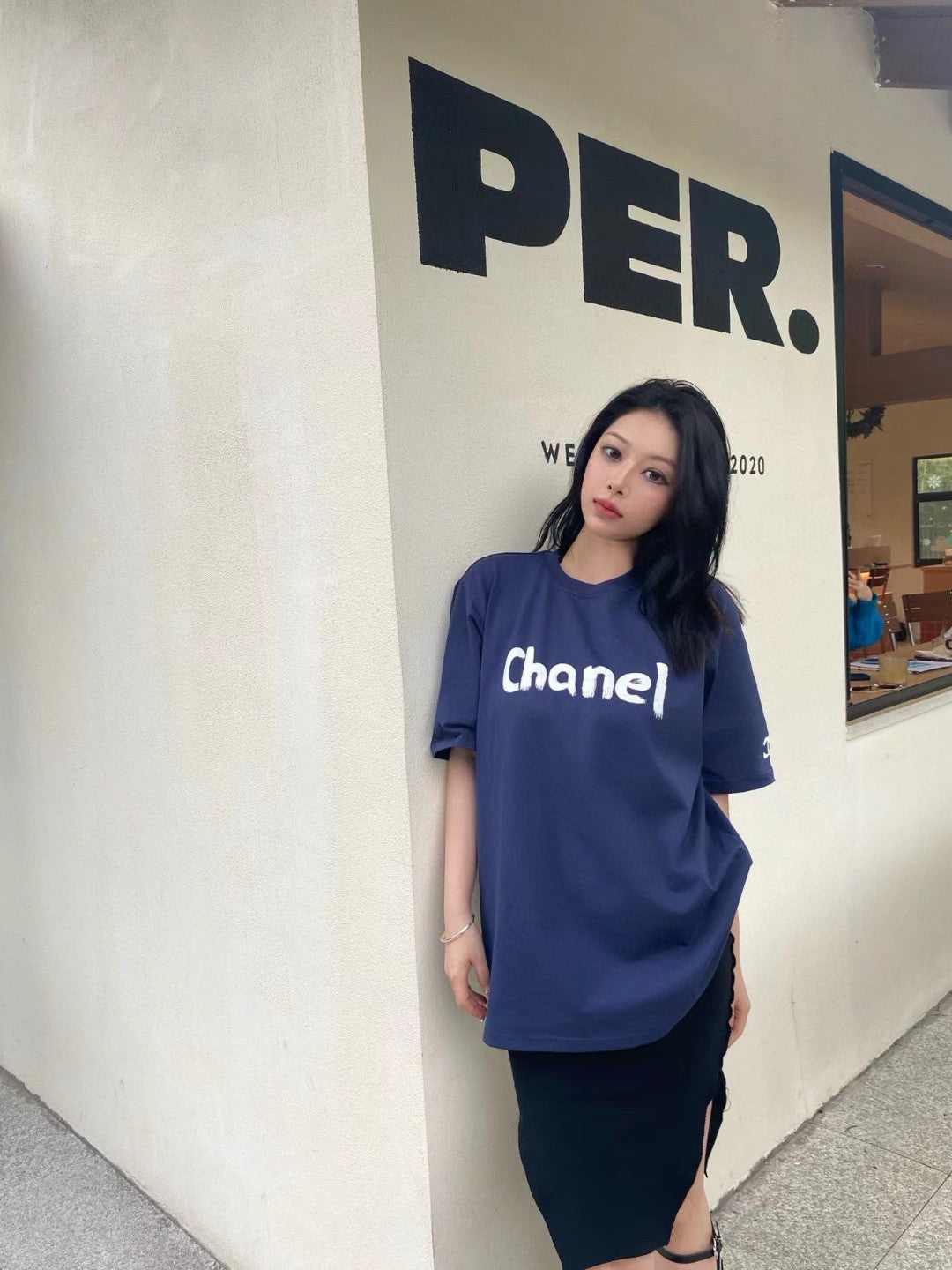 Chanel Logo T-Shirt (Navy Blue) - Phantom Kicks