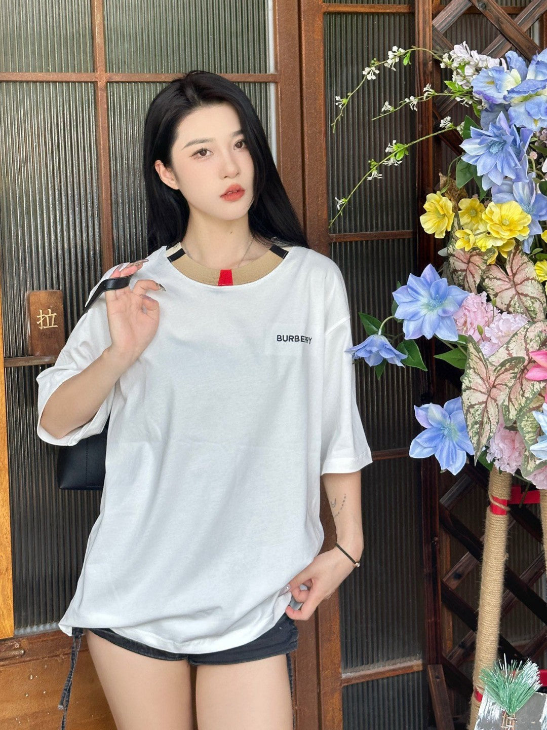 Burberry Check Collar T-Shirt in White - Phantom Kicks