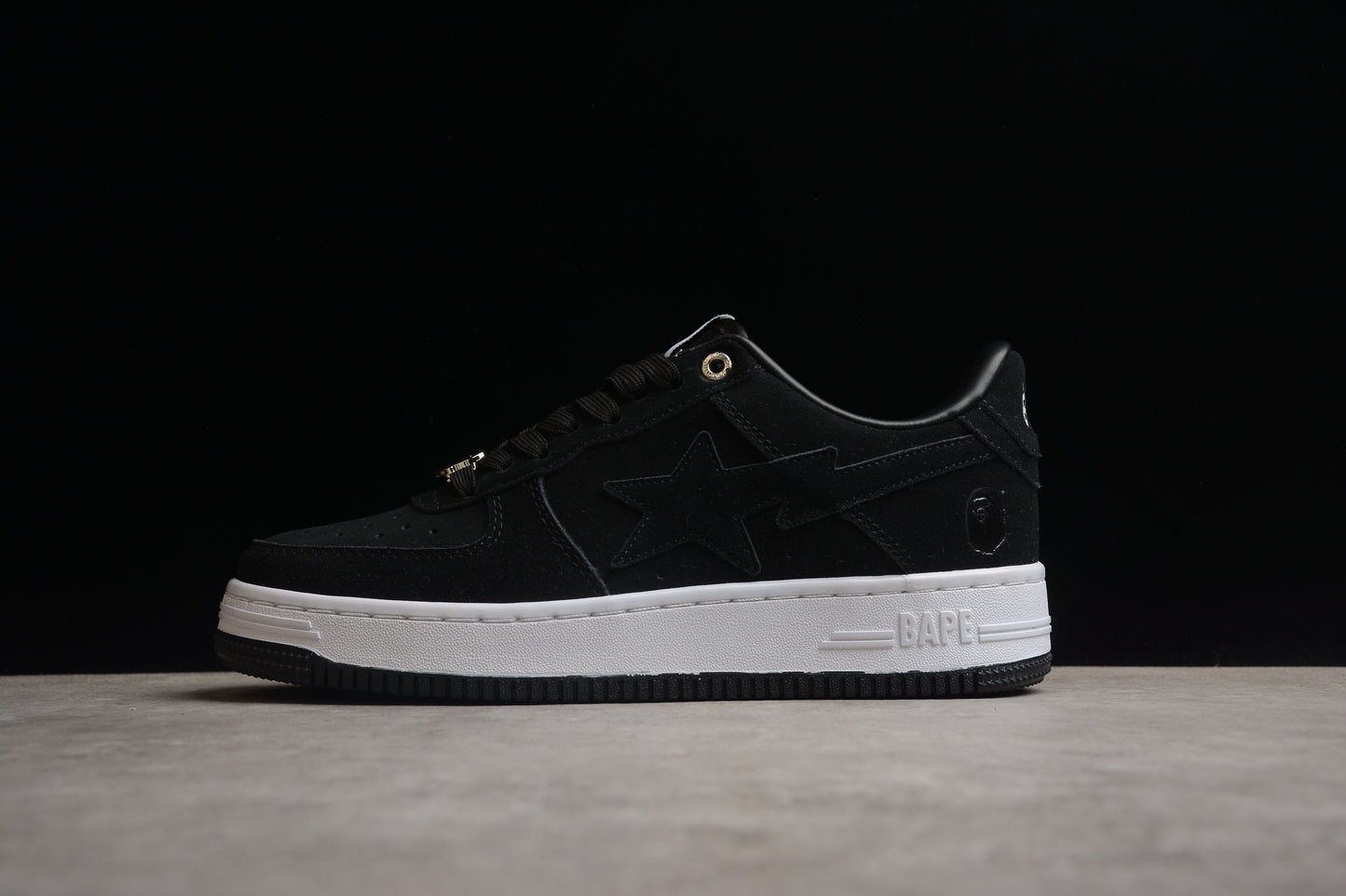 BAPE STA Low-Top Black Suede Sneakers - Phantom Kicks