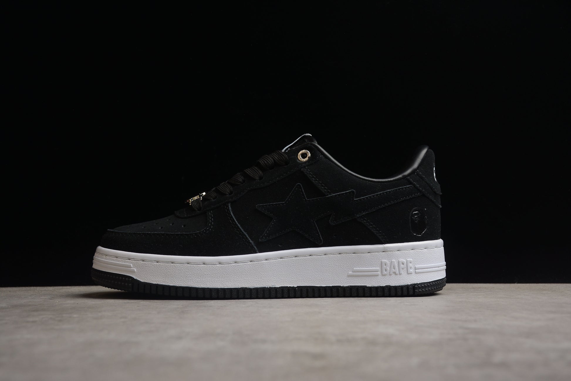 BAPE STA Low-Top Black Suede Sneakers - Phantom Kicks