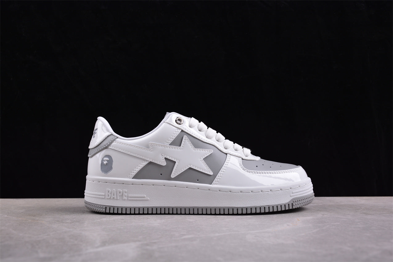 BAPE STA Low-Top Sneakers in White and Grey - Phantom Kicks