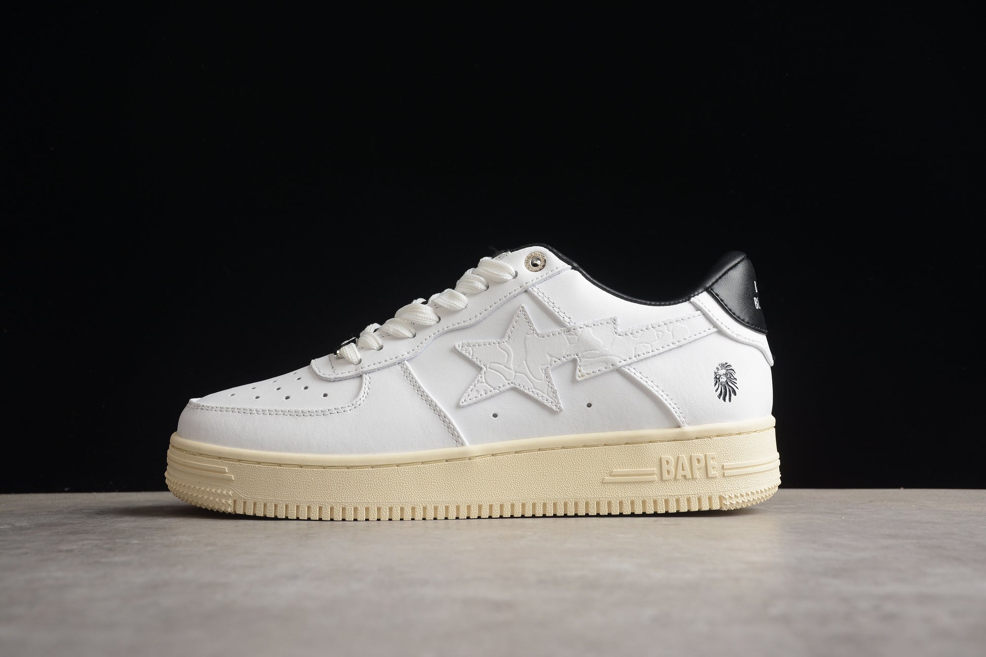 BAPE STA Low-Top Sneakers in White and Black - Phantom Kicks