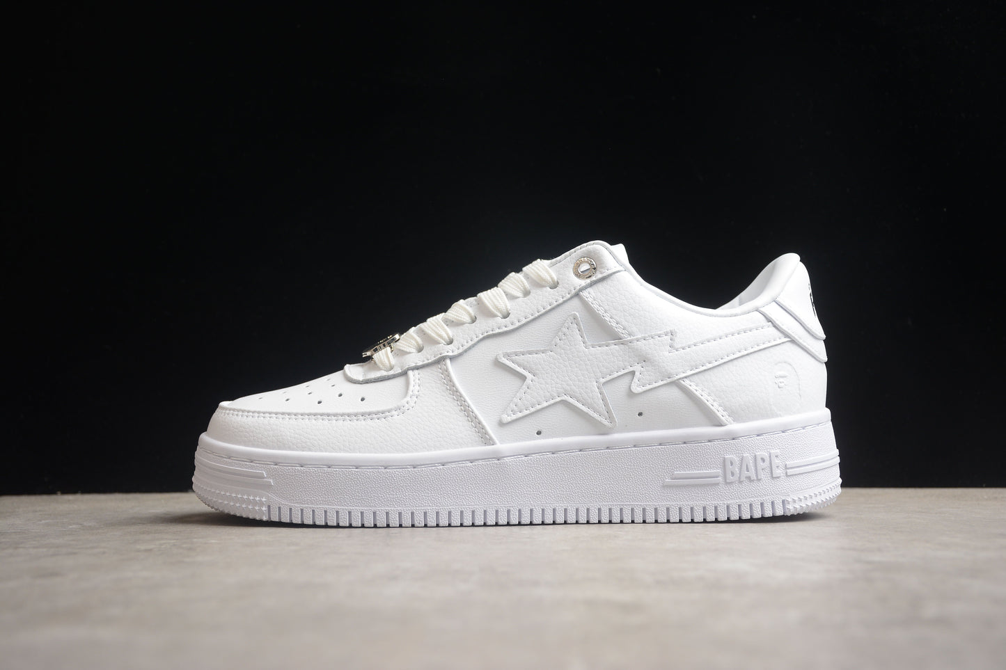 BAPE STA Low-Top Sneakers in All-White - Phantom Kicks