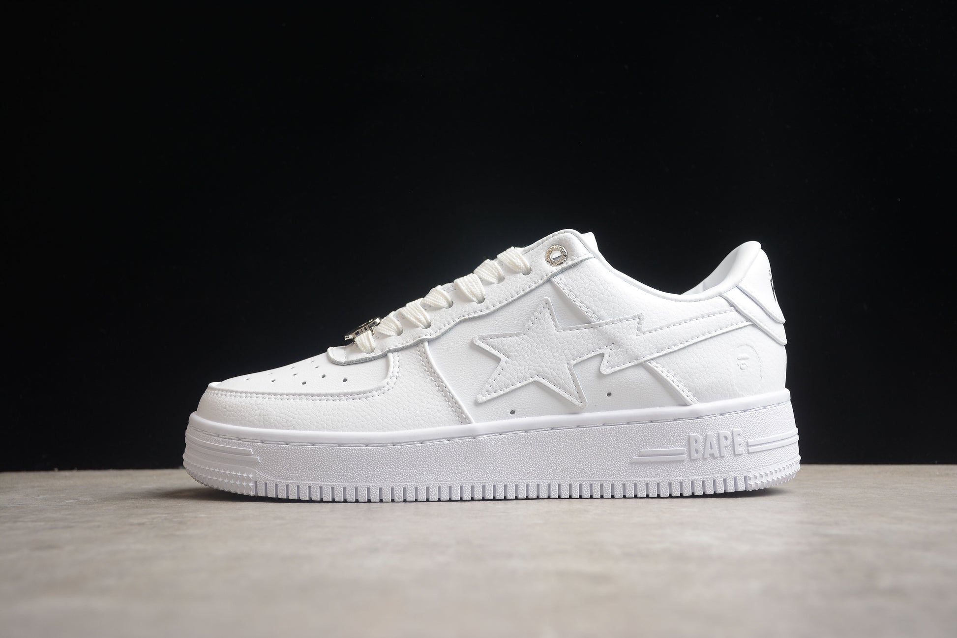 BAPE STA Low-Top Sneakers in All-White - Phantom Kicks