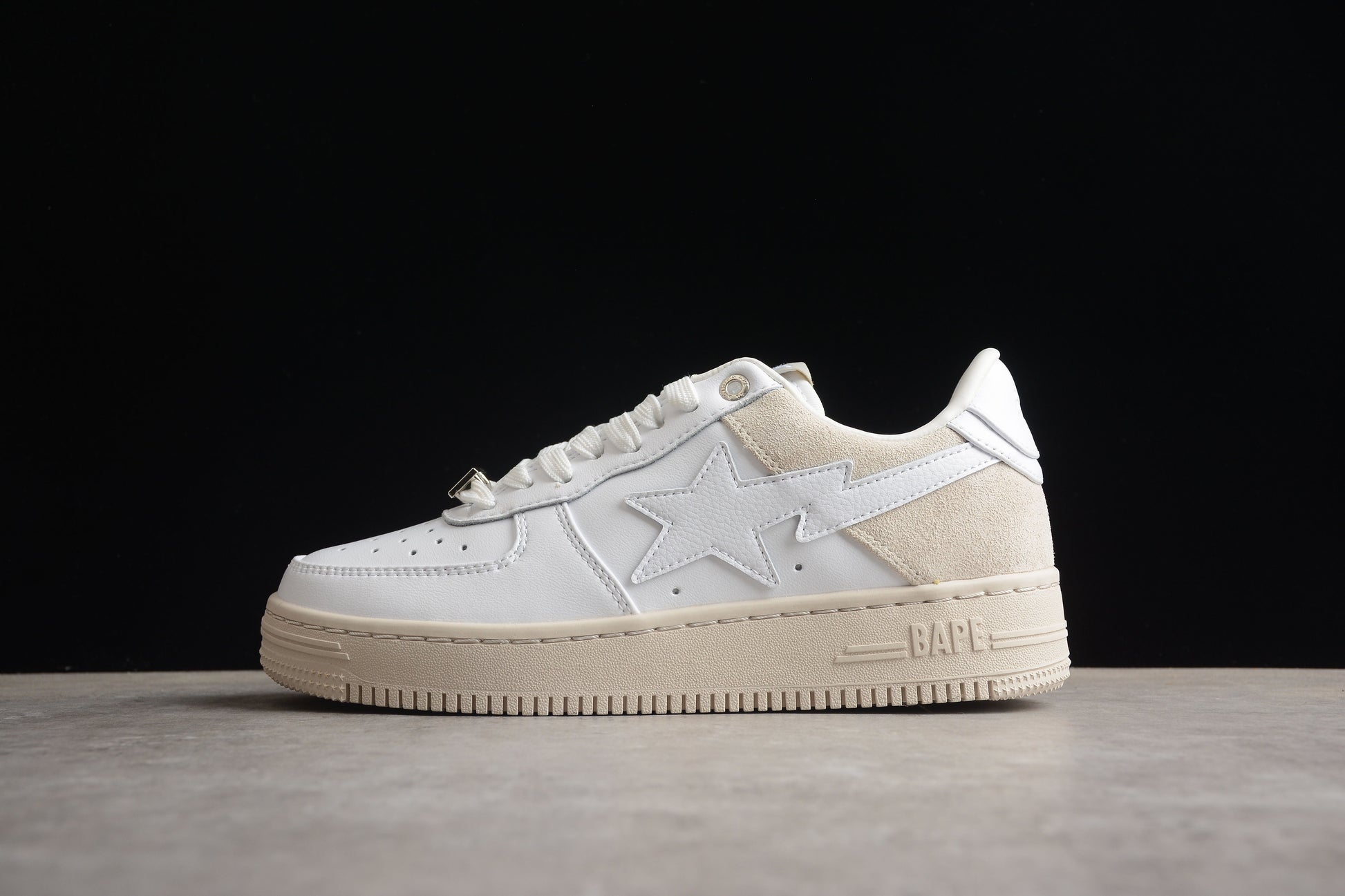 BAPE STA Low-Top Sneakers in White and Cream - Phantom Kicks