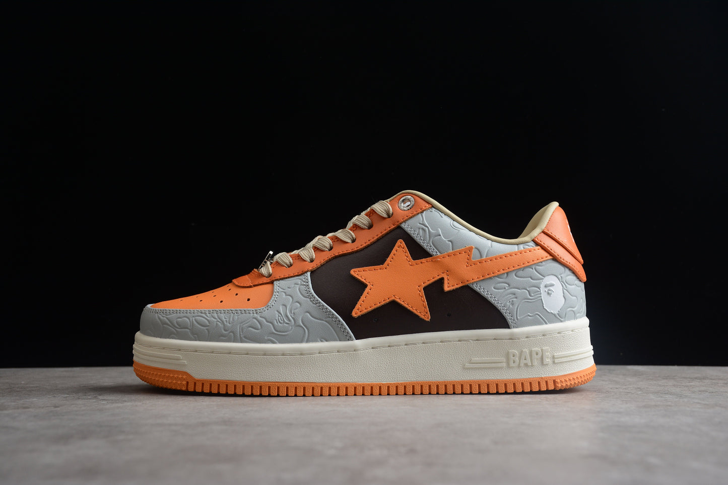 BAPE STA Low-Top Orange and Grey Sneakers - Phantom Kicks