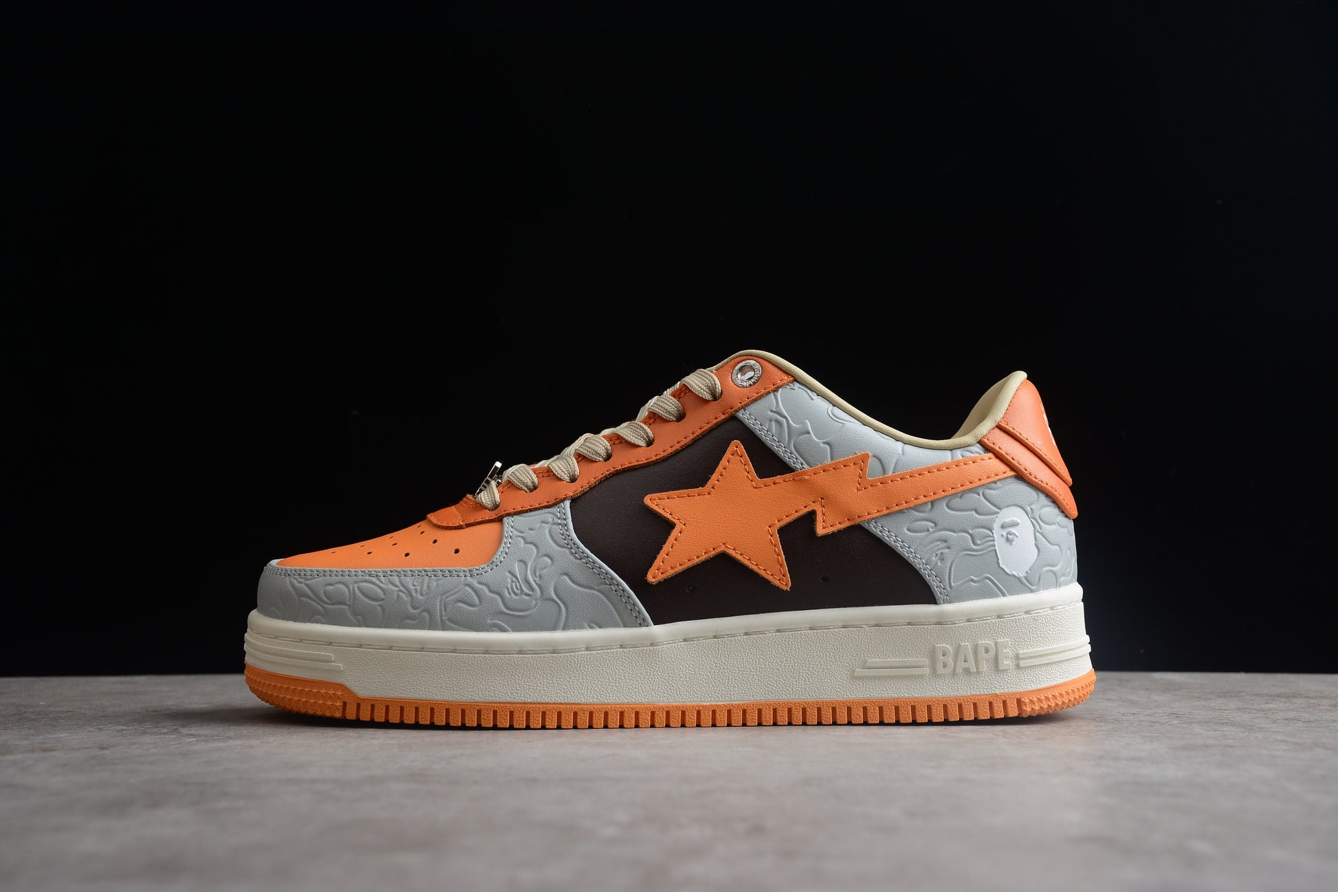BAPE STA Low-Top Orange and Grey Sneakers - Phantom Kicks