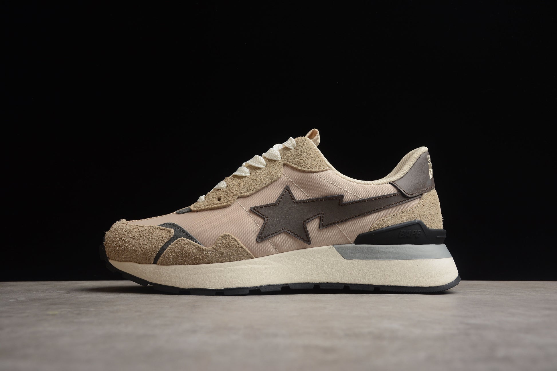 BAPE STA Retro Runner Beige and Brown Sneakers - Phantom Kicks