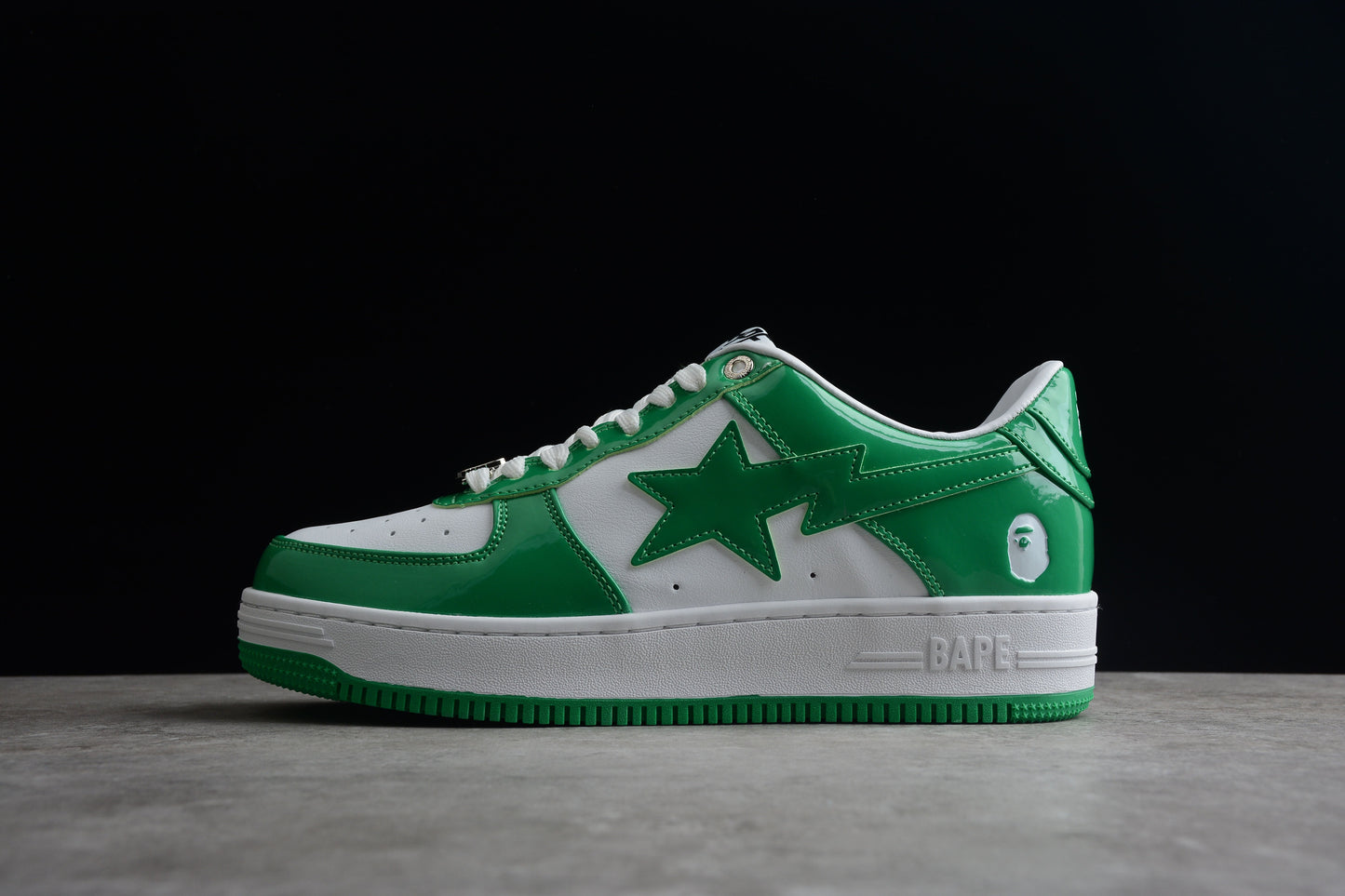 BAPE STA Low-Top Green and White Sneakers - Phantom Kicks
