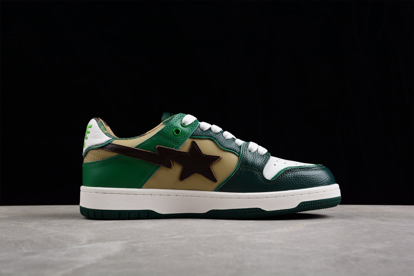 BAPE STA Low-Top Sneakers in Green and Brown - Phantom Kicks