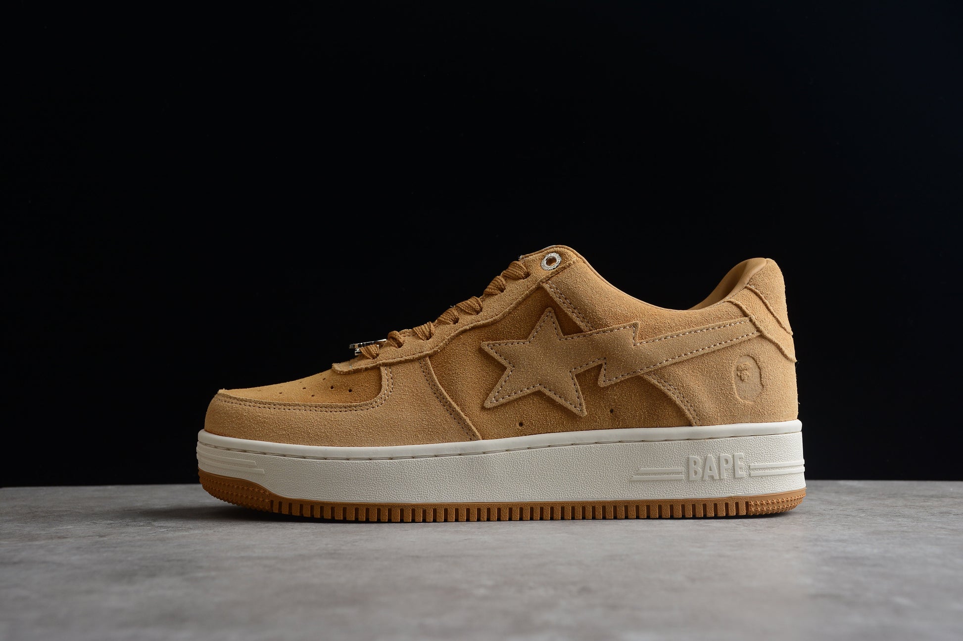 BAPE STA Low-Top Tan Suede Sneakers - Phantom Kicks