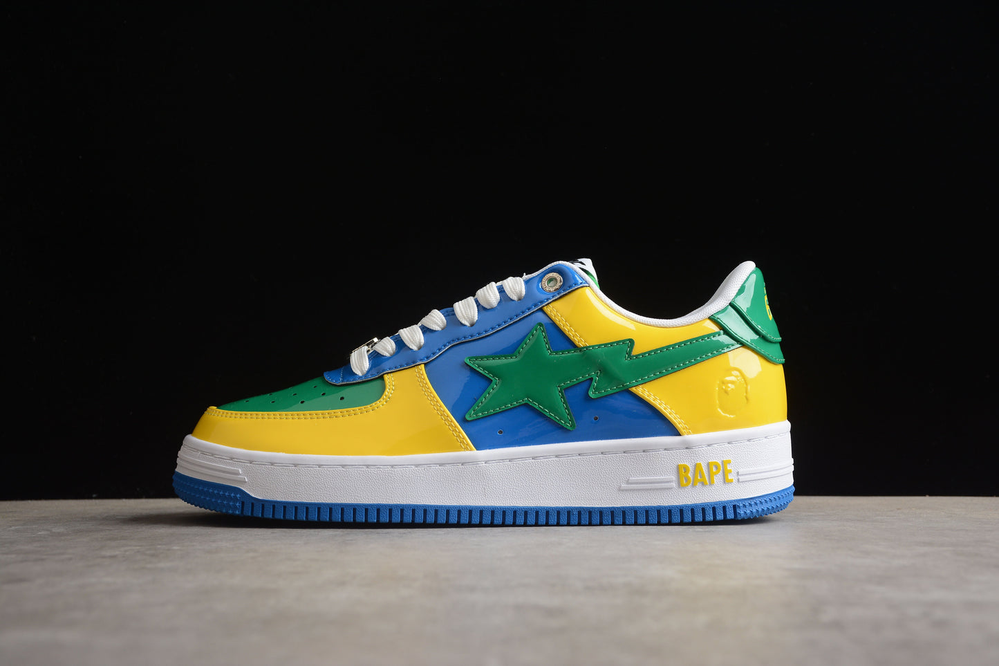 BAPE STA Low-Top Sneakers in Green, Blue, and Yellow - Phantom Kicks
