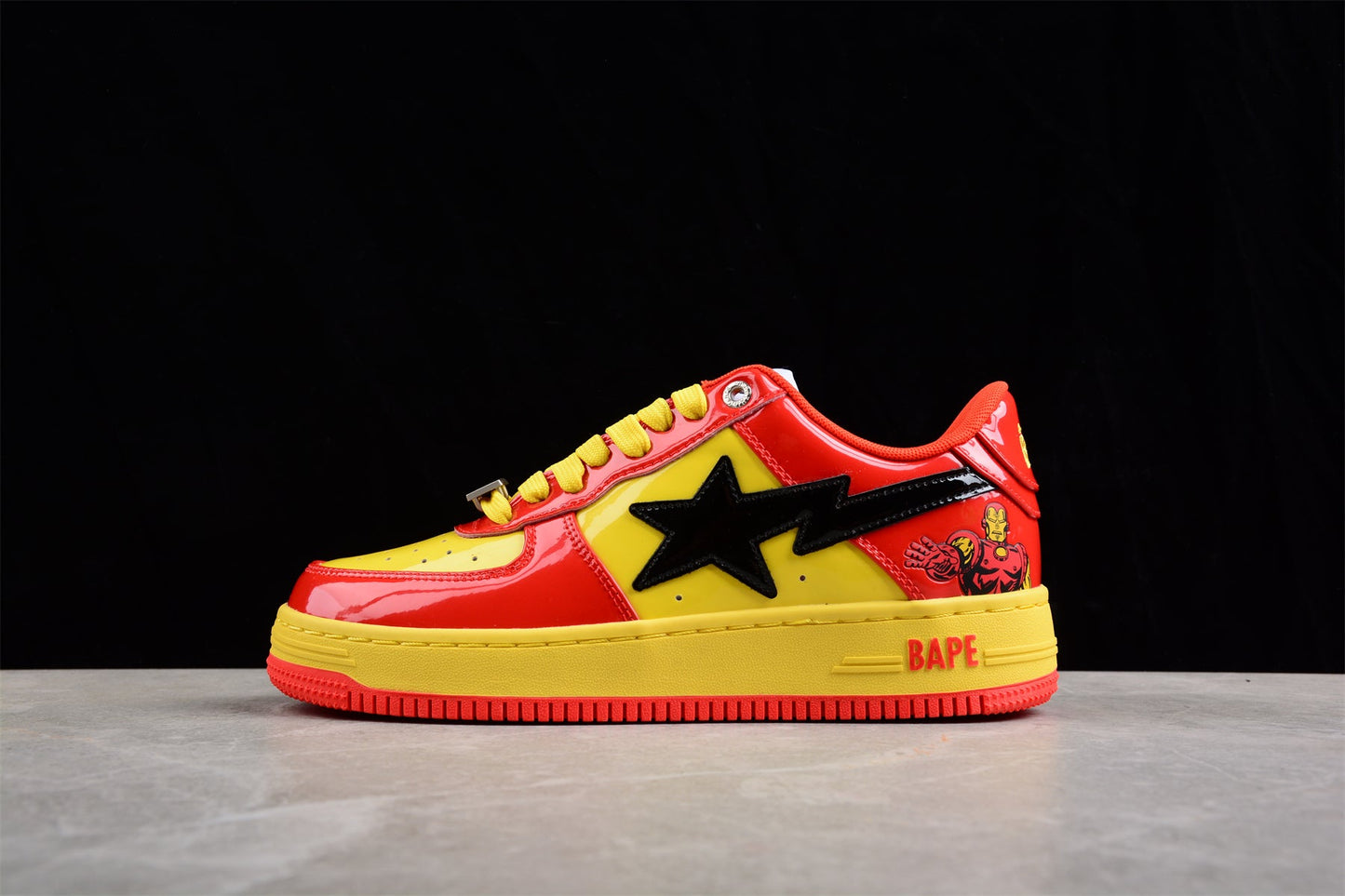 BAPE STA Low-Top Sneakers in Red and Yellow Iron Man Edition - Phantom Kicks