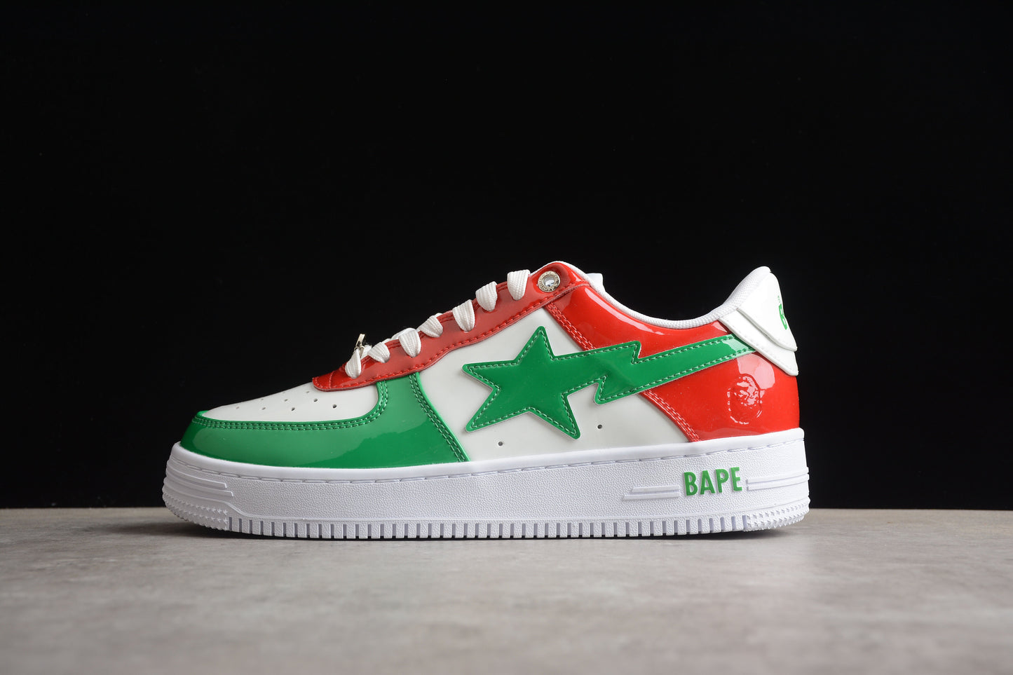 BAPE STA Low-Top Sneakers in Red, Green, and White - Phantom Kicks