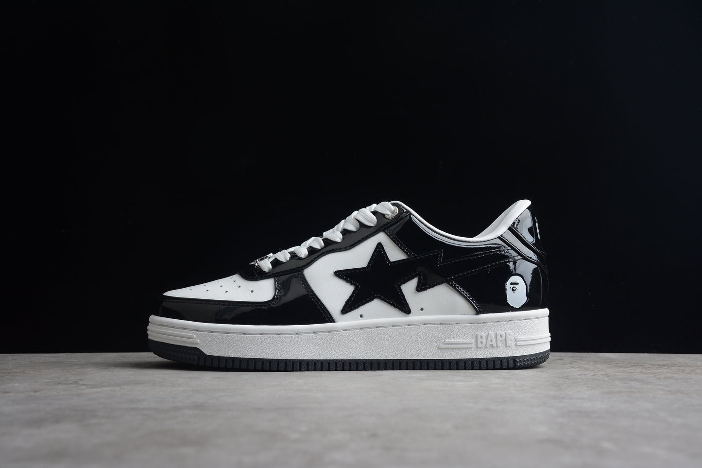 BAPE STA Low-Top Sneakers in Black and White - Phantom Kicks