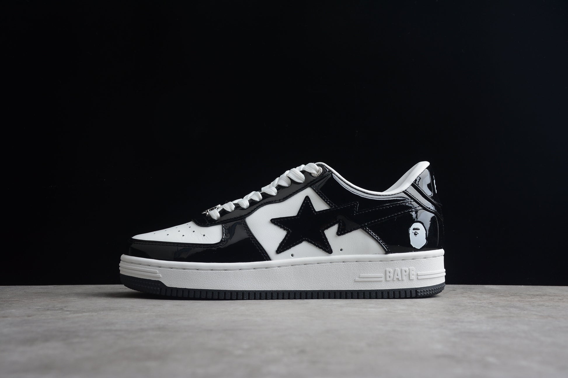 BAPE STA Low-Top Sneakers in Black and White - Phantom Kicks