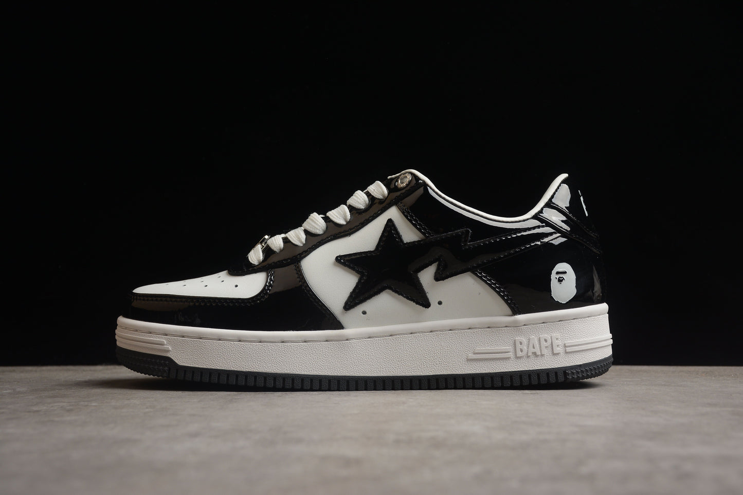 BAPE STA Low-Top Sneakers in Black and White - Phantom Kicks