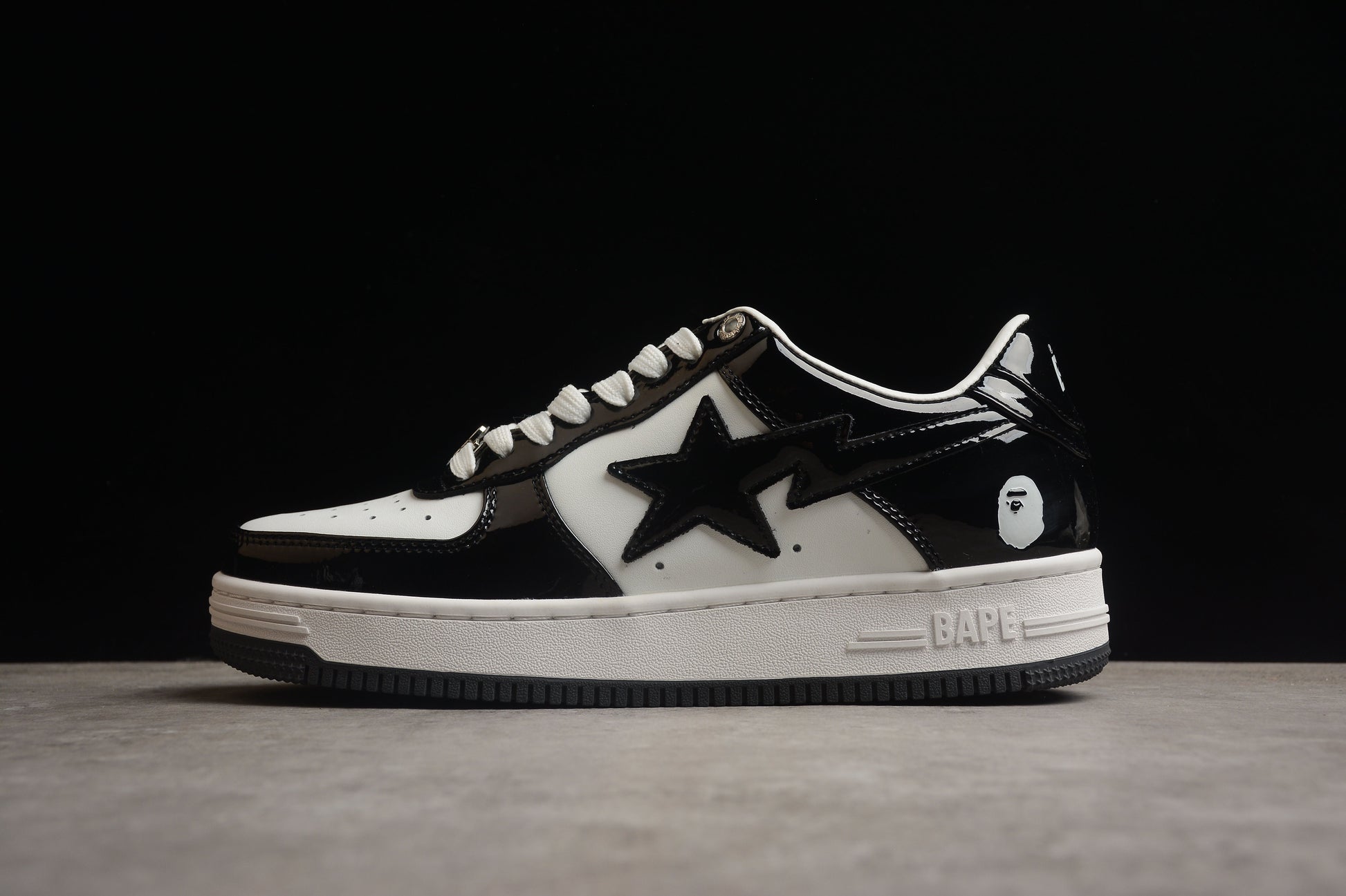 BAPE STA Low-Top Sneakers in Black and White - Phantom Kicks
