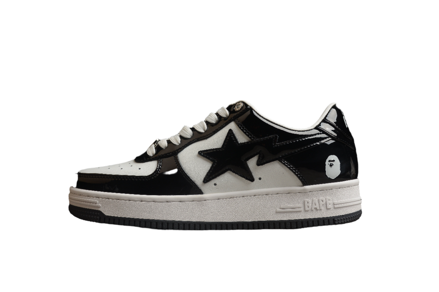BAPE STA Low-Top Sneakers in Black and White - Phantom Kicks