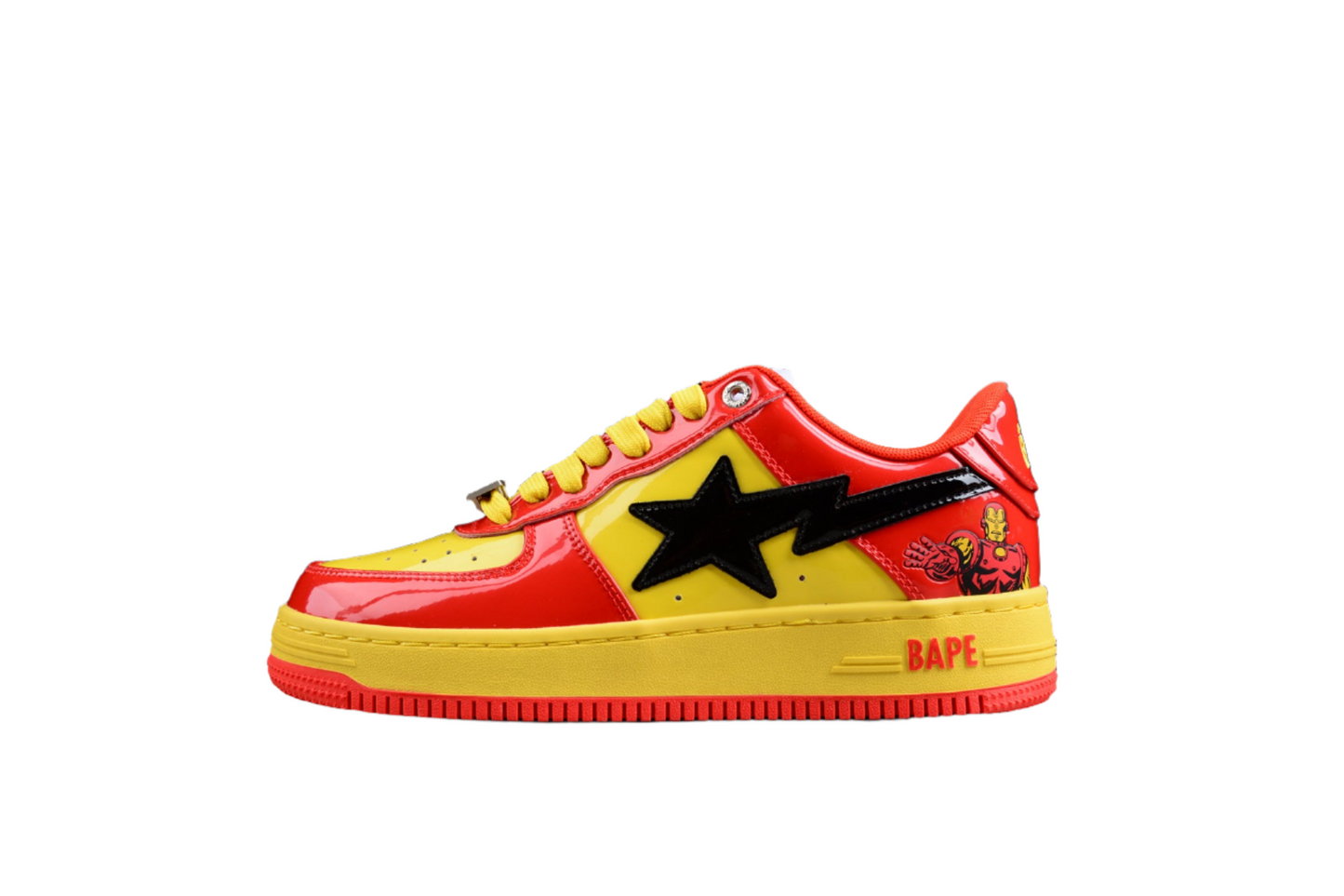 BAPE STA Low-Top Sneakers in Red and Yellow Iron Man Edition - Phantom Kicks