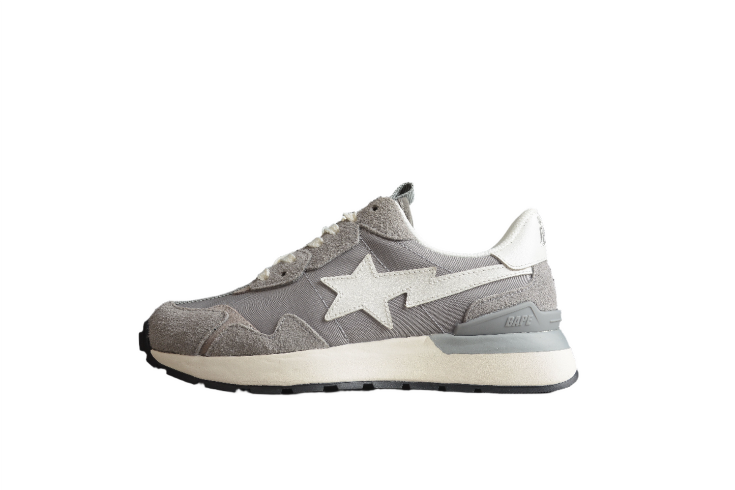 BAPE STA Runner Sneakers in Grey and White - Phantom Kicks