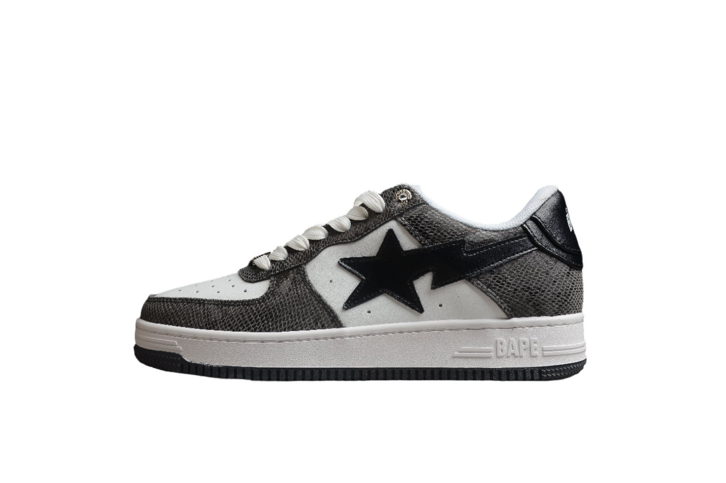 BAPE STA Low-Top Sneakers with Black Snakeskin Pattern - Phantom Kicks