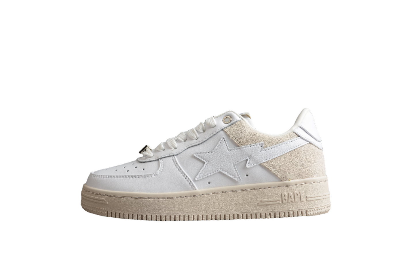 BAPE STA Low-Top Sneakers in White and Cream - Phantom Kicks