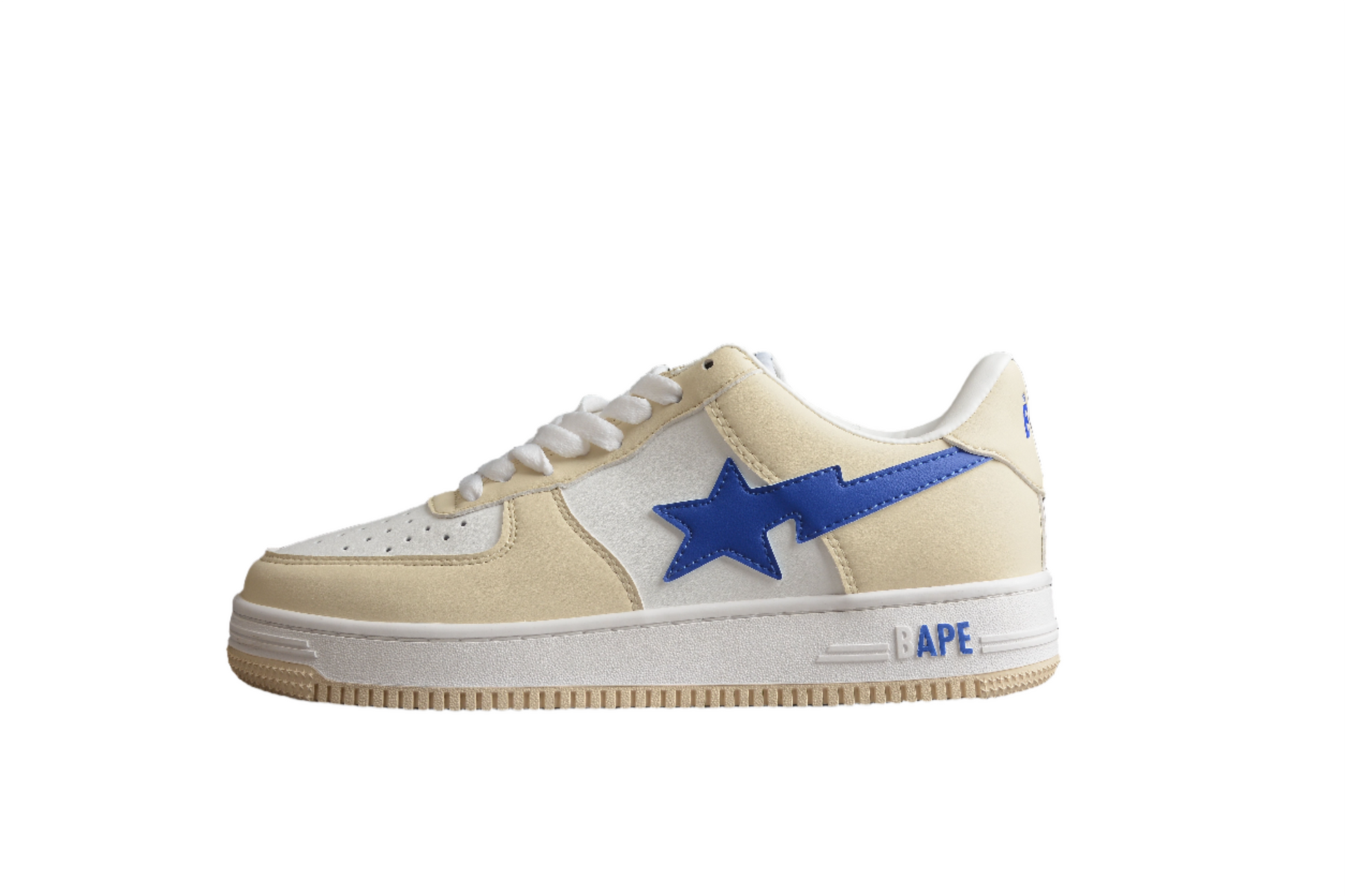 BAPE STA Low-Top Sneakers in Cream and Blue - Phantom Kicks