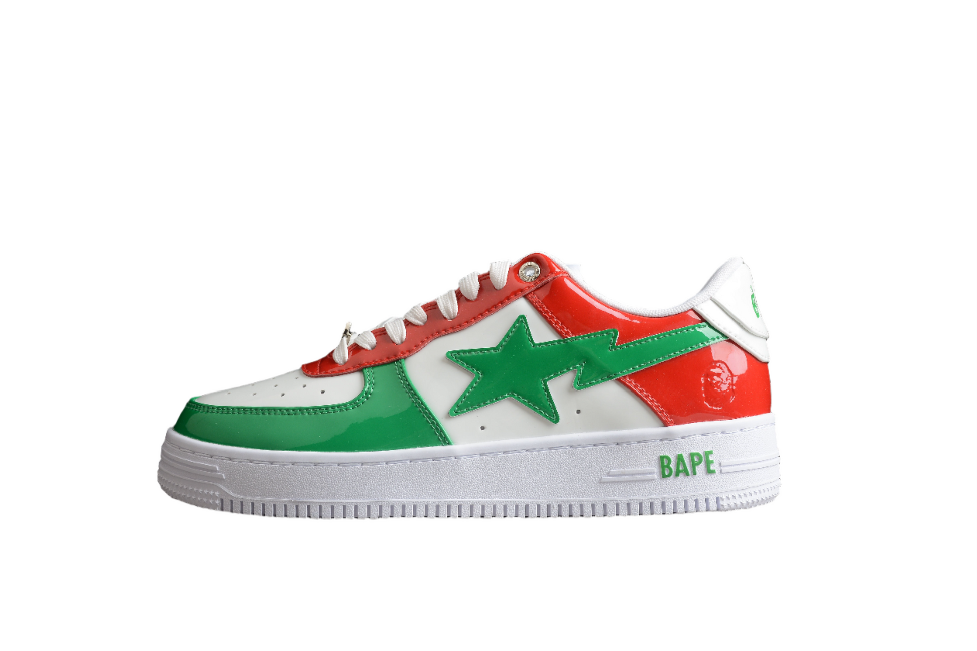 BAPE STA Low-Top Sneakers in Red, Green, and White - Phantom Kicks