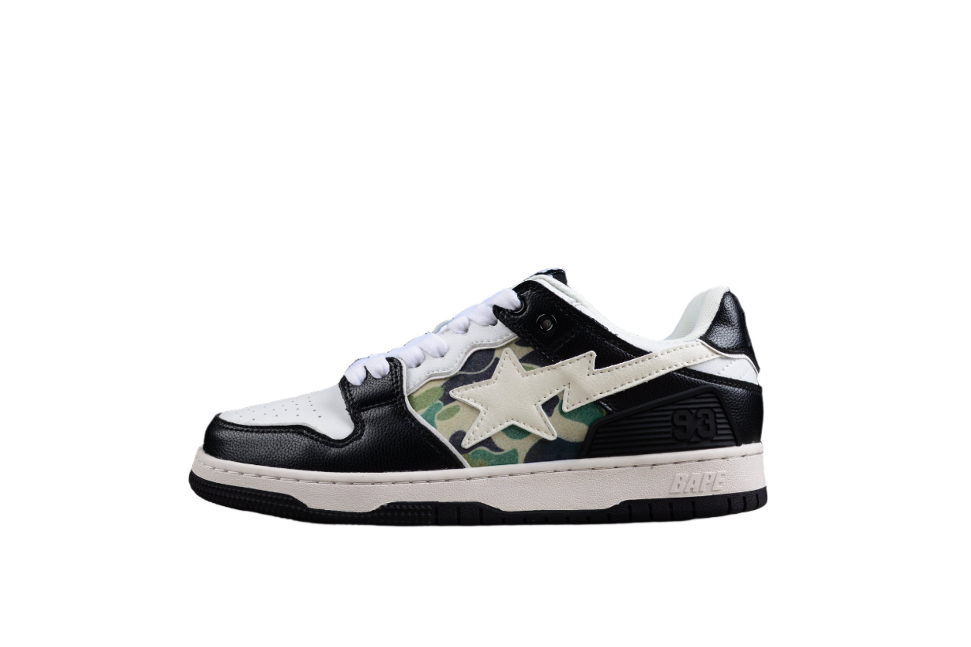 BAPE STA Low-Top Sneakers in Black, White, and Camo - Phantom Kicks