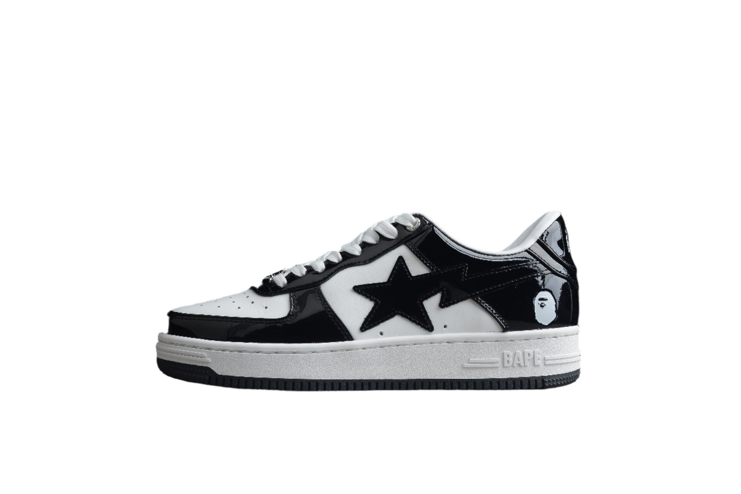 BAPE STA Low-Top Sneakers in Black and White - Phantom Kicks