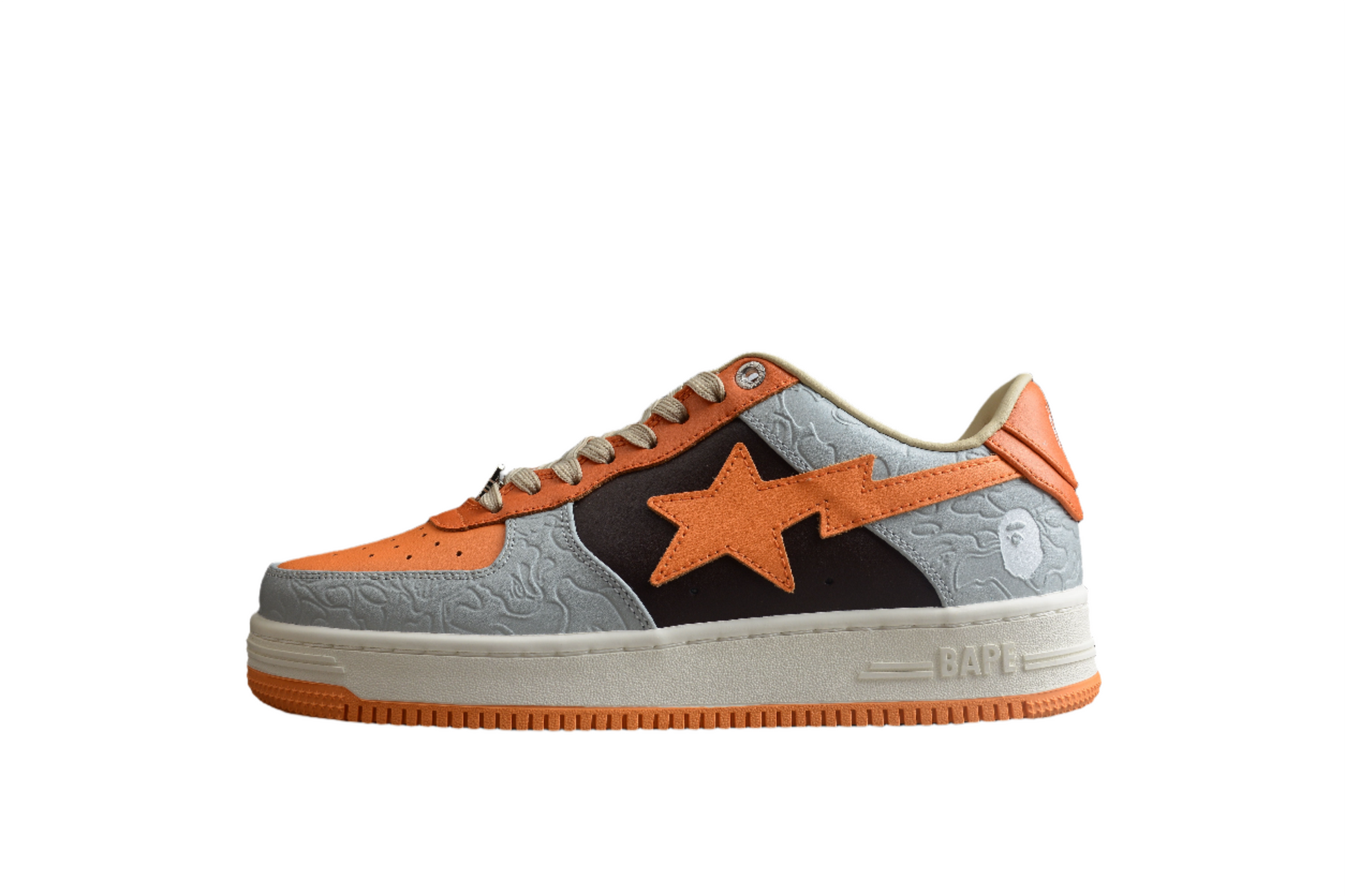 BAPE STA Low-Top Orange and Grey Sneakers - Phantom Kicks