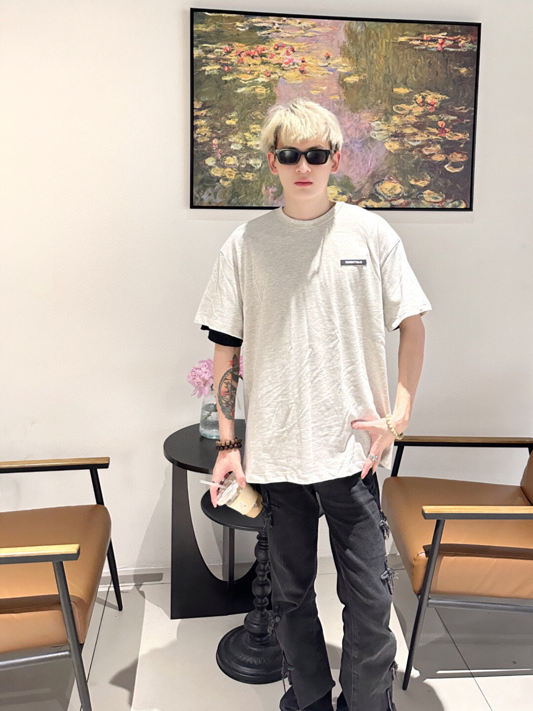 Fear of God Essentials Logo T-Shirt - Heather Grey - Phantom Kicks