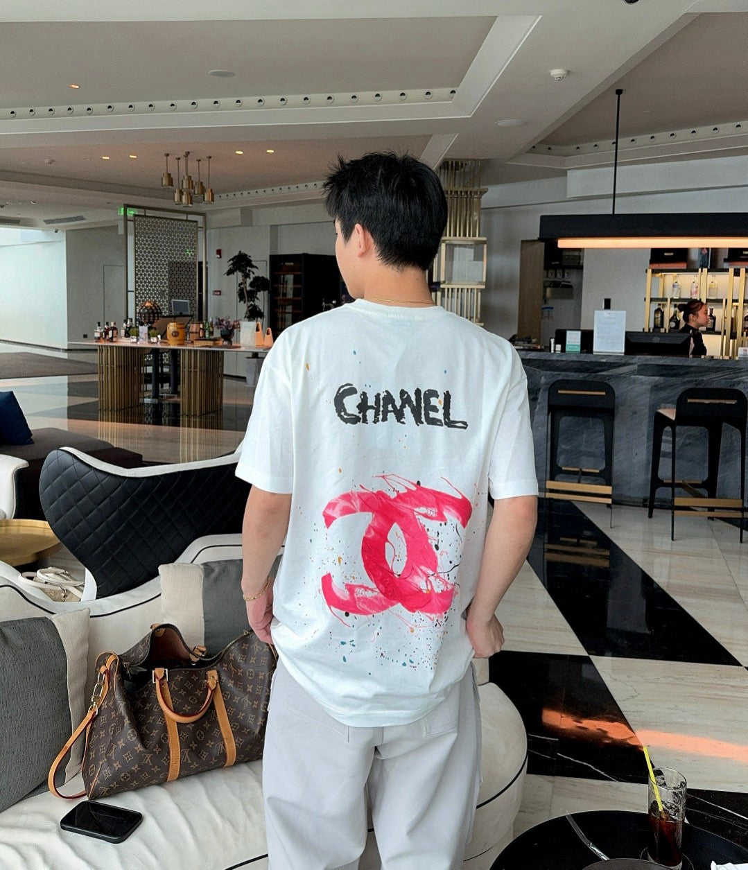 Chanel Pink Splash Logo T-Shirt - Phantom Kicks