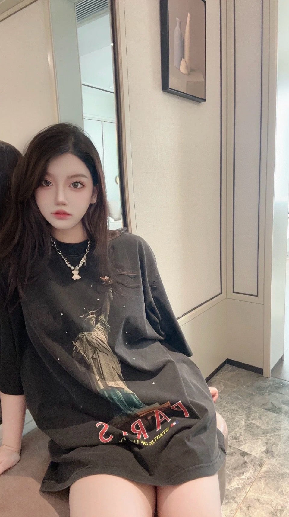 Balenciaga Paris Statue of Liberty T-Shirt (Black) - Phantom Kicks