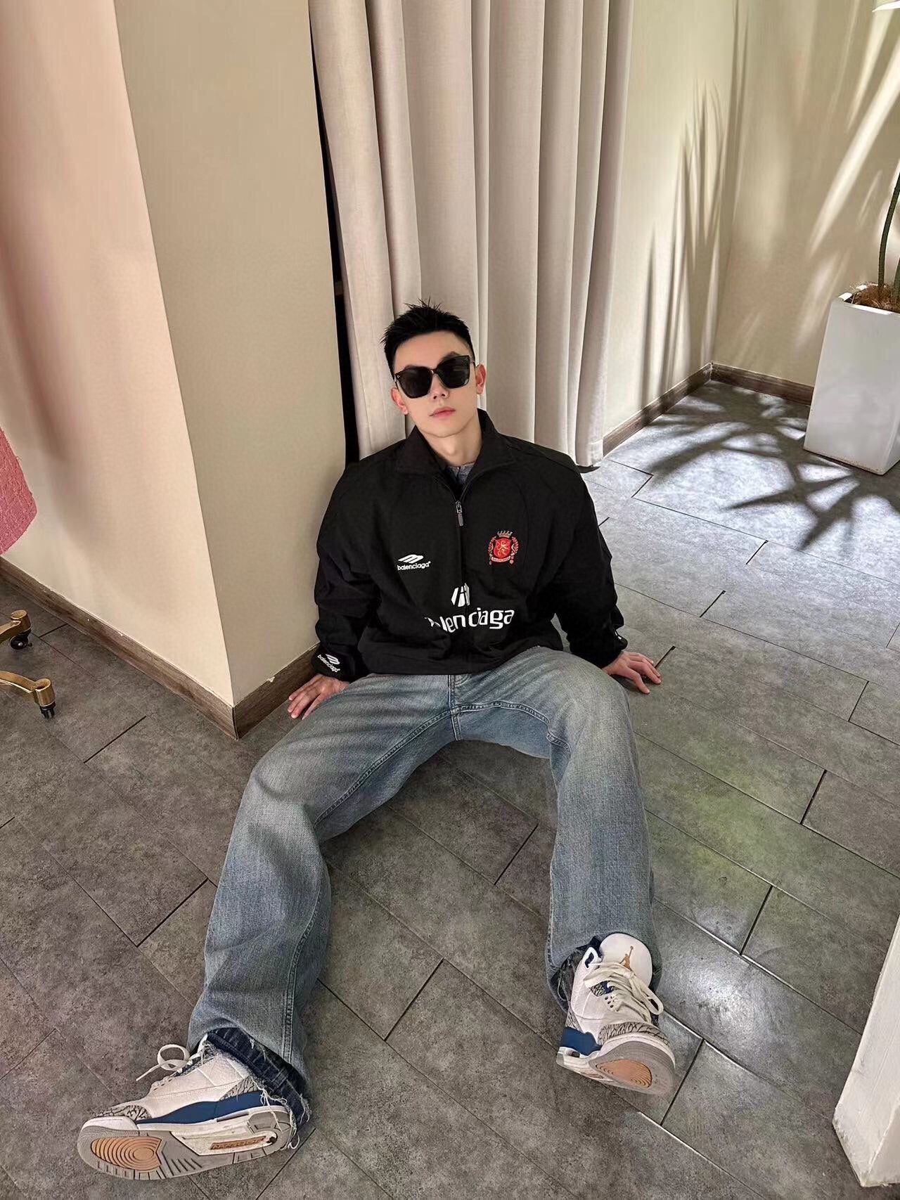 Balenciaga Black Zip-Up Track Jacket - Phantom Kicks
