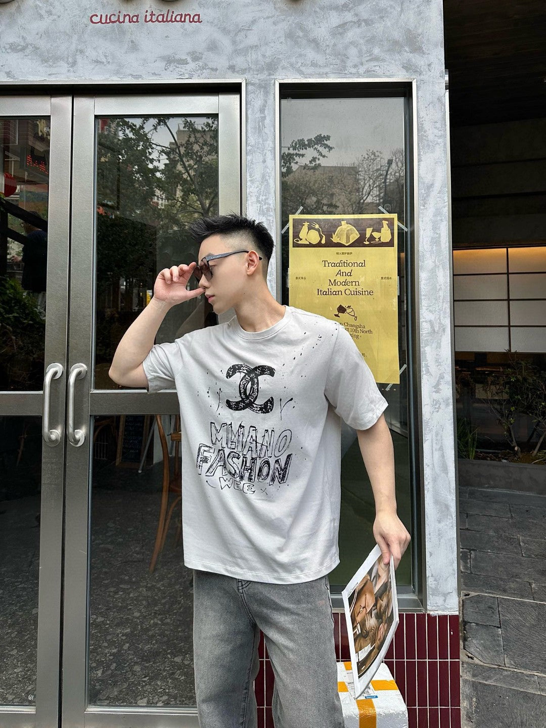 Chanel Milano Fashion Week T-Shirt (Gray) - Phantom Kicks