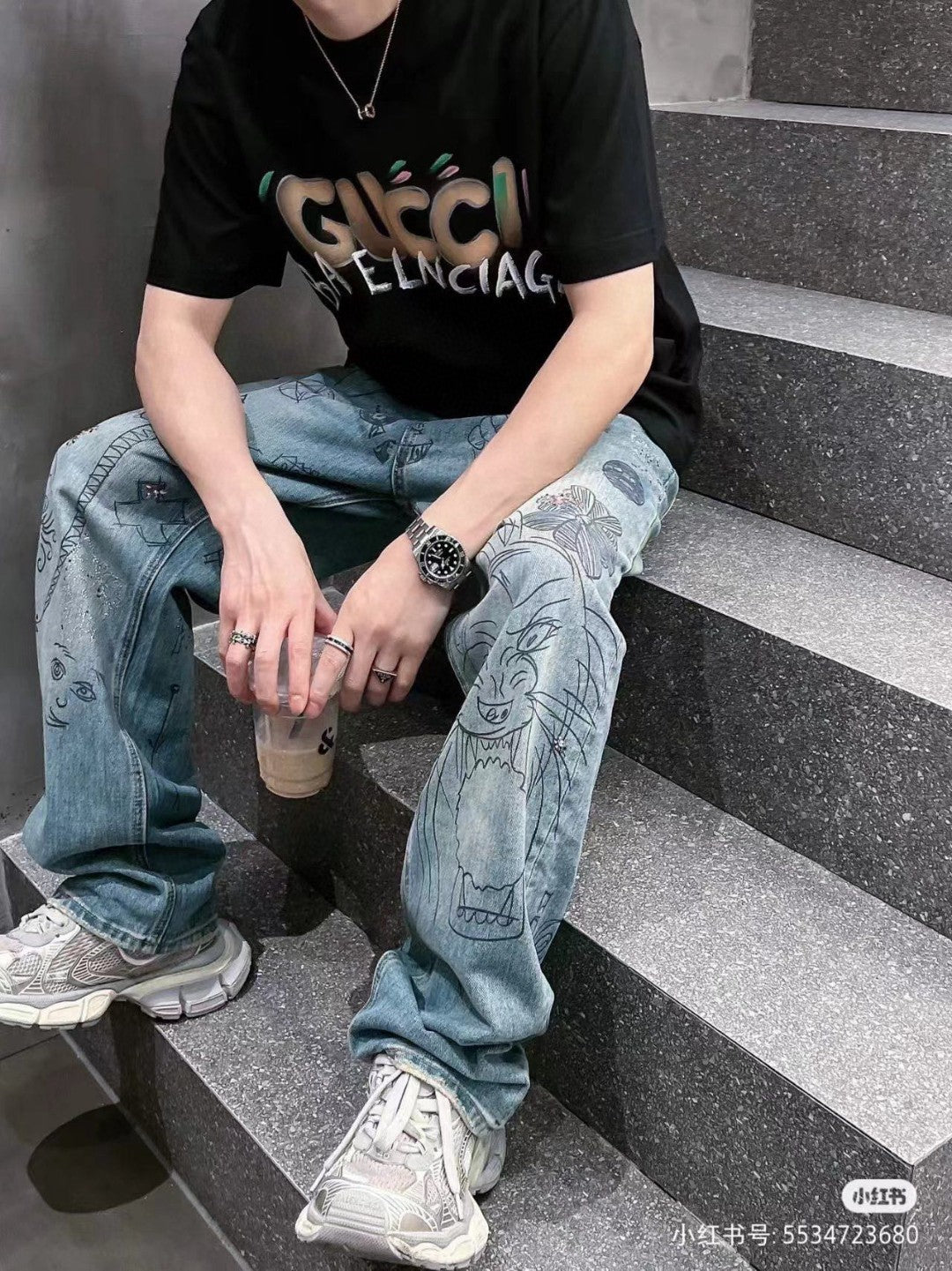Gucci x Balenciaga Collaboration T-Shirt (Black) - Phantom Kicks