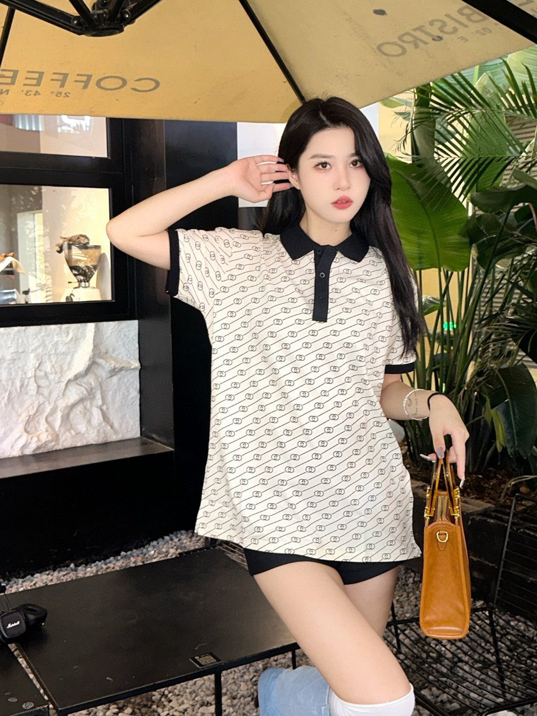 Gucci Beige and Black Patterned Polo Shirt - Phantom Kicks