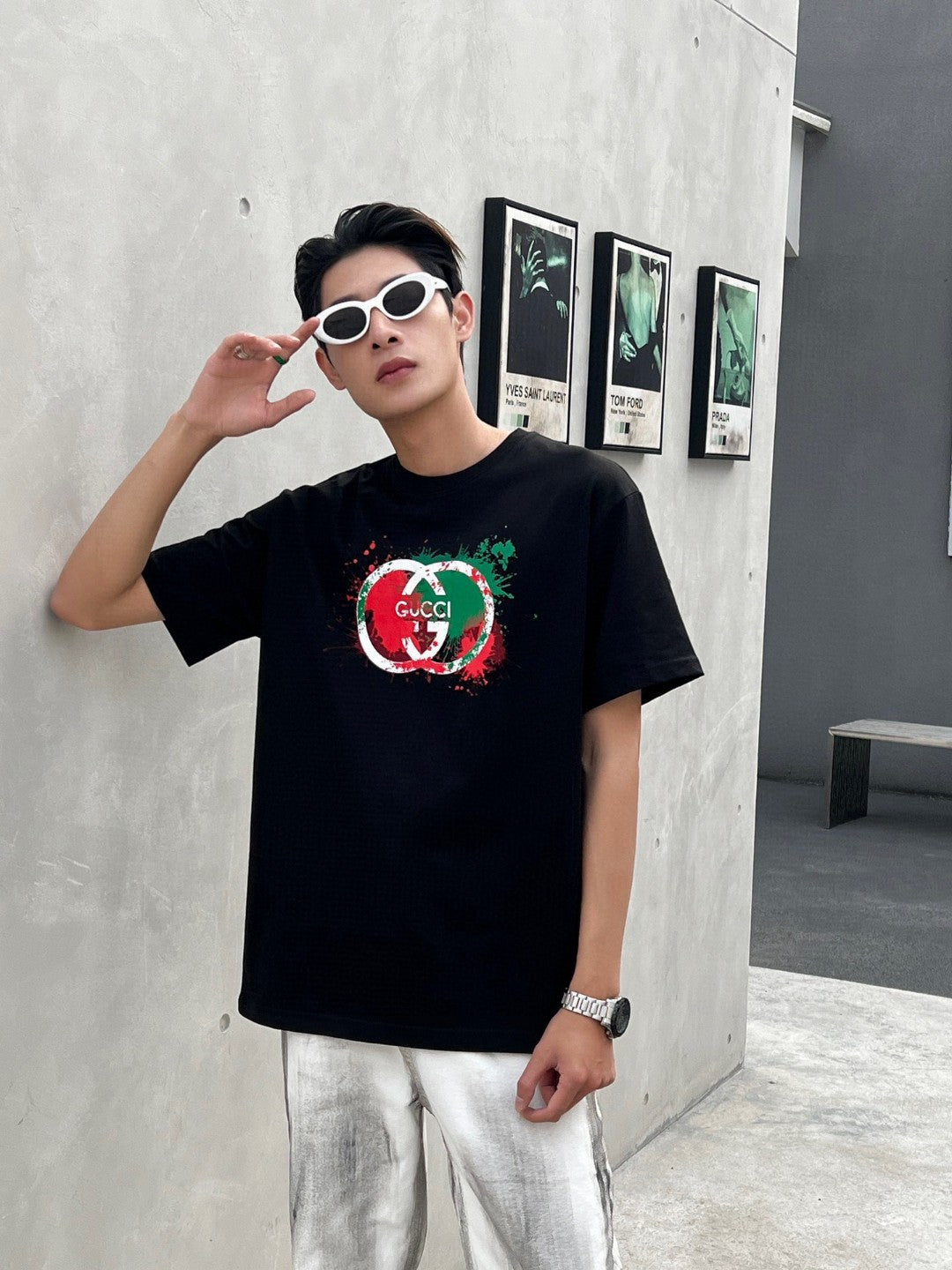 Gucci Splatter Logo T-Shirt (Black) - Phantom Kicks
