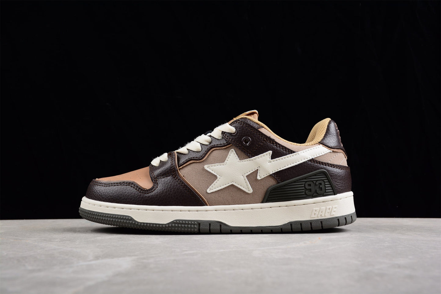 BAPE STA Low-Top Sneakers in Brown and Beige - Phantom Kicks
