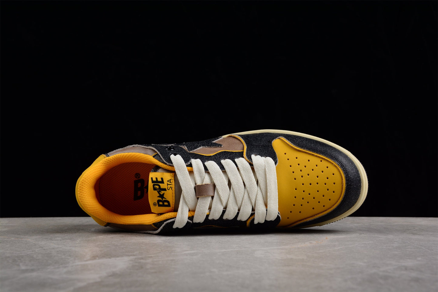 BAPE STA Low Top Sneakers in Black and Yellow - Phantom Kicks