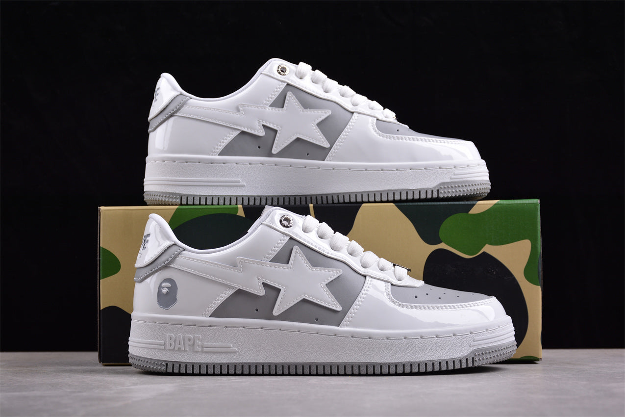BAPE STA Low-Top Sneakers in White and Grey - Phantom Kicks