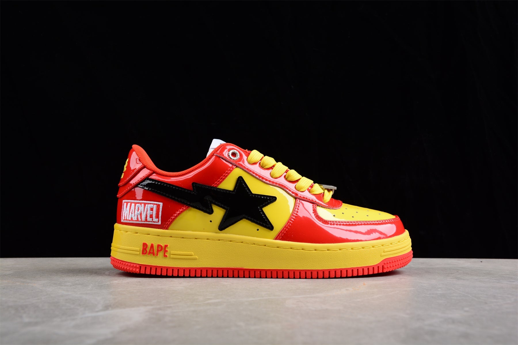 BAPE STA Low-Top Sneakers in Red and Yellow Iron Man Edition - Phantom Kicks